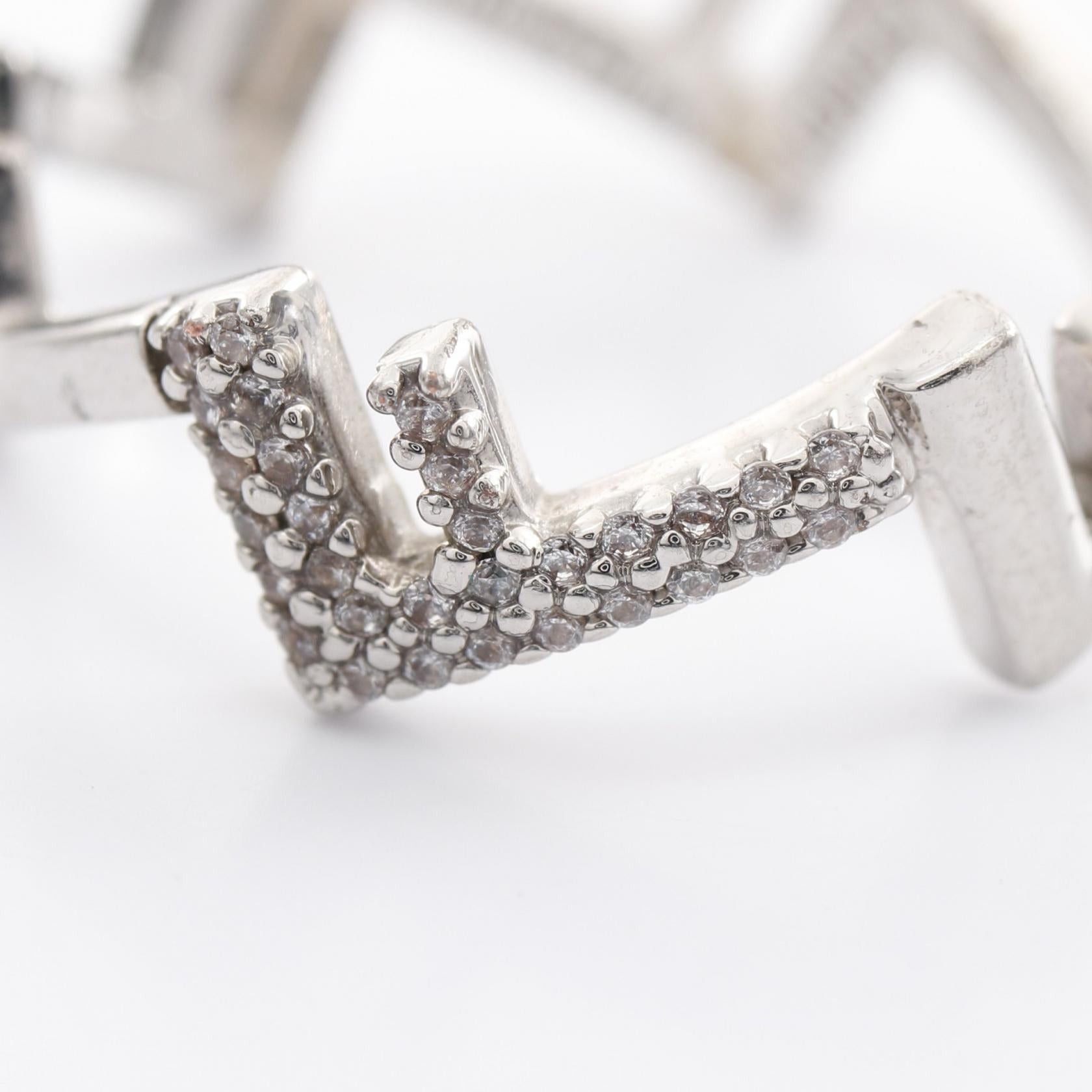Fendi Fendi Five Rings Ring Rhinestone Silver Clear Size ONE SIZE - 6 Thumbnail