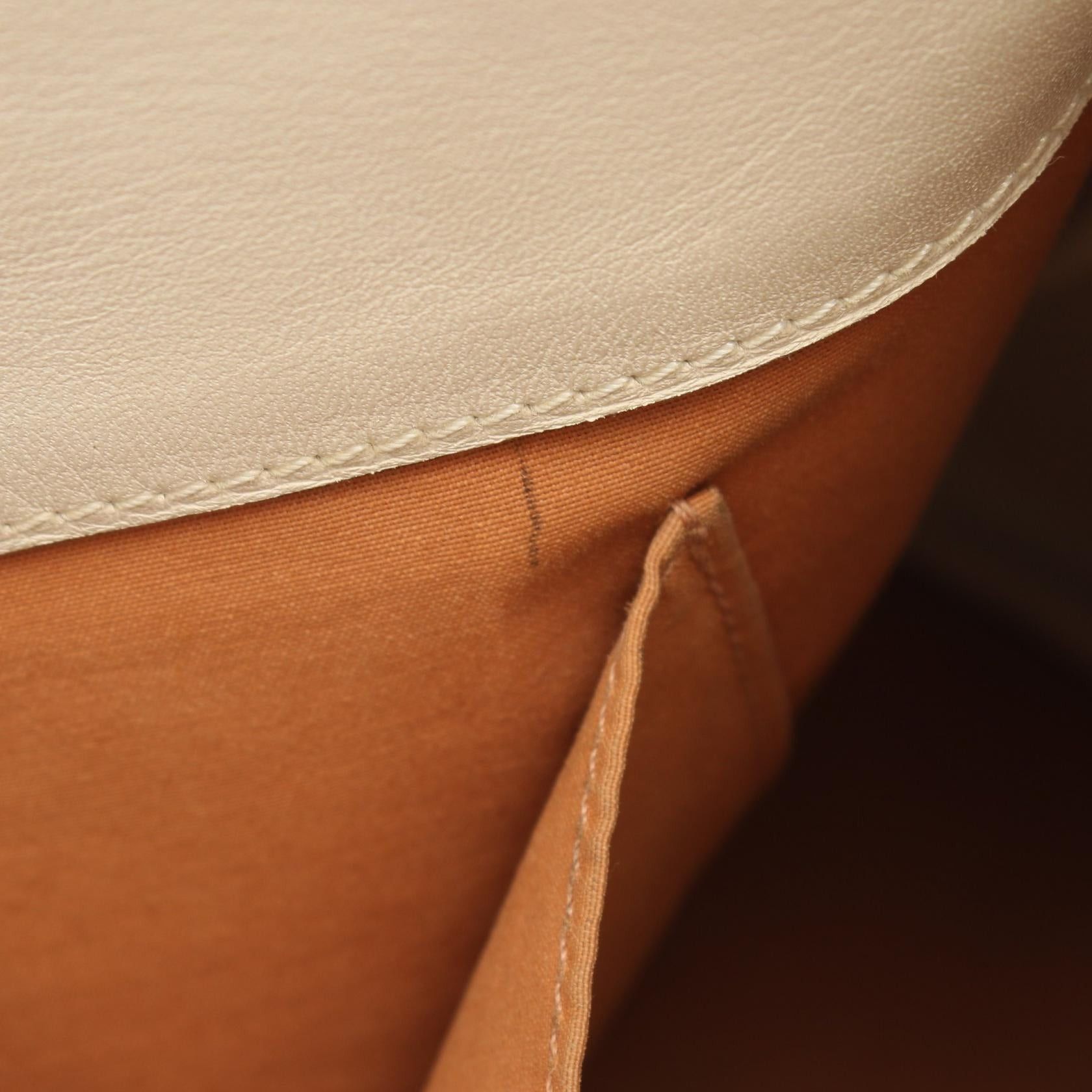 Hermes Hermes Sack Eboue Pm Handbag Canvas Leather Light Brown White Silver Hardware □J Carved Stamp Size ONE SIZE - 6 Thumbnail