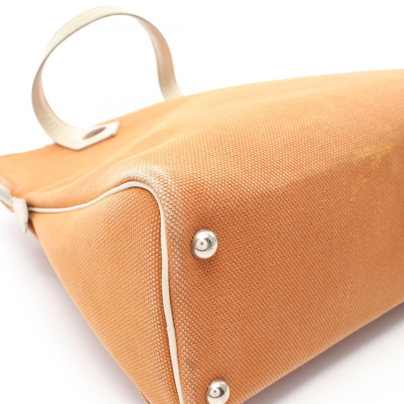 Hermes Hermes Sack Eboue Pm Handbag Canvas Leather Light Brown White Silver Hardware □J Carved Stamp Size ONE SIZE - 11 Thumbnail