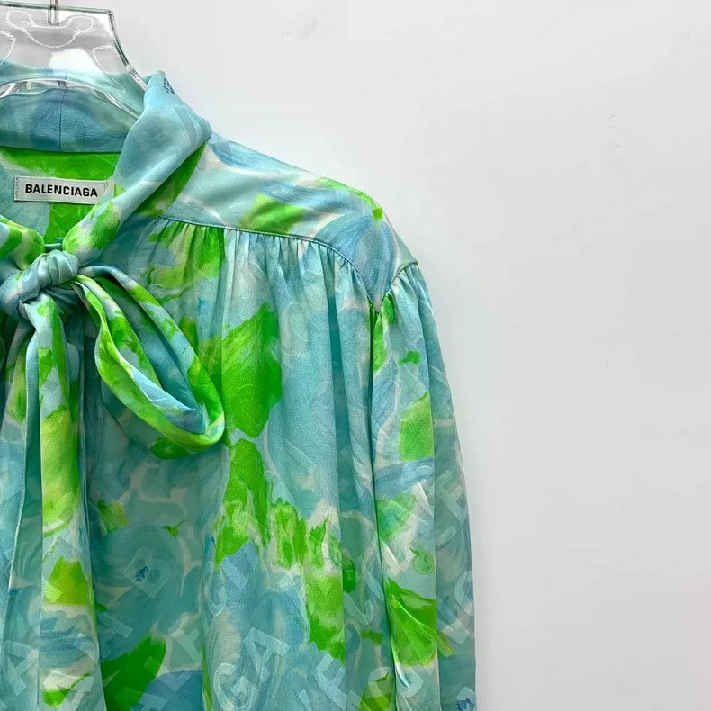 Balenciaga Balenciaga Colorful Silk Tie Short Sleeve Shirt Size US XS / EU 42 / 0 - 3 Thumbnail