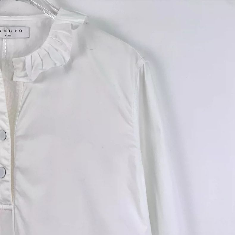 Celine Sandro White Long Sleeve Ruffled Shirt Size US M / EU 48-50 / 2 - 3 Thumbnail