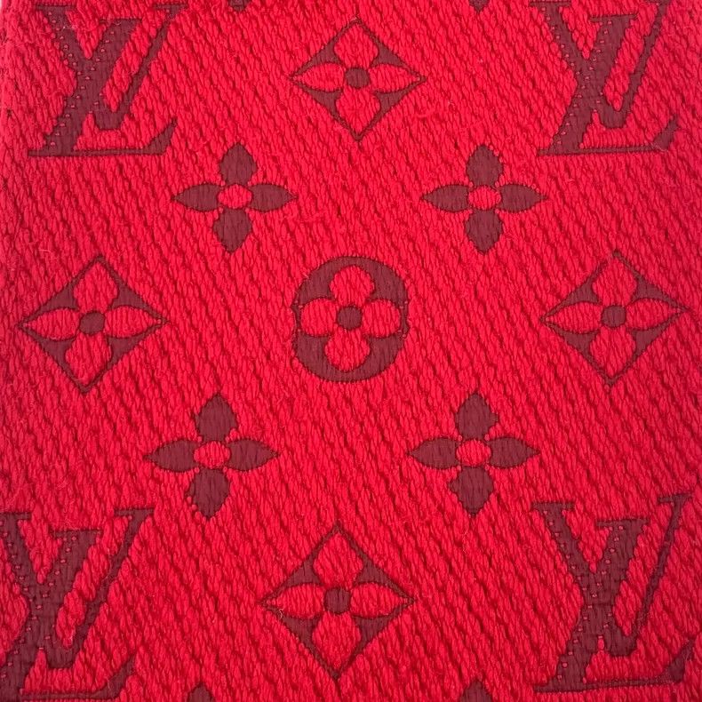 Louis Vuitton Louis Vuitton Red Logo Wool Fringe Scarf Size ONE SIZE - 3 Thumbnail