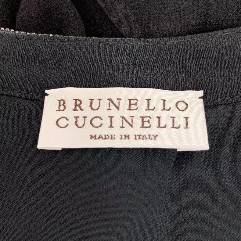 Brunello Cucinelli Brunello Cucinelli Black Sleeveless Silk Top Size US M / EU 48-50 / 2 - 5 Thumbnail