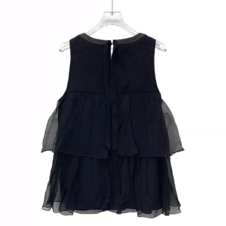 Brunello Cucinelli Brunello Cucinelli Black Sleeveless Silk Top Size US M / EU 48-50 / 2 - 2 Thumbnail