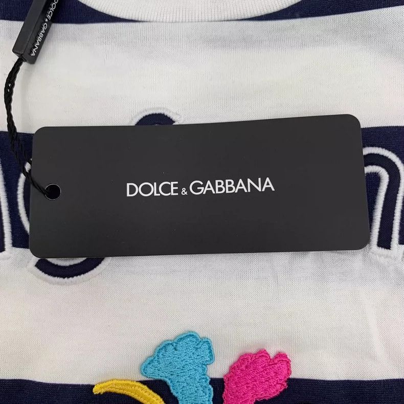 Dolce & Gabbana Dolce&Gabbana Striped Cartoon Embroidered T-Shirt Size US M / EU 48-50 / 2 - 6 Thumbnail