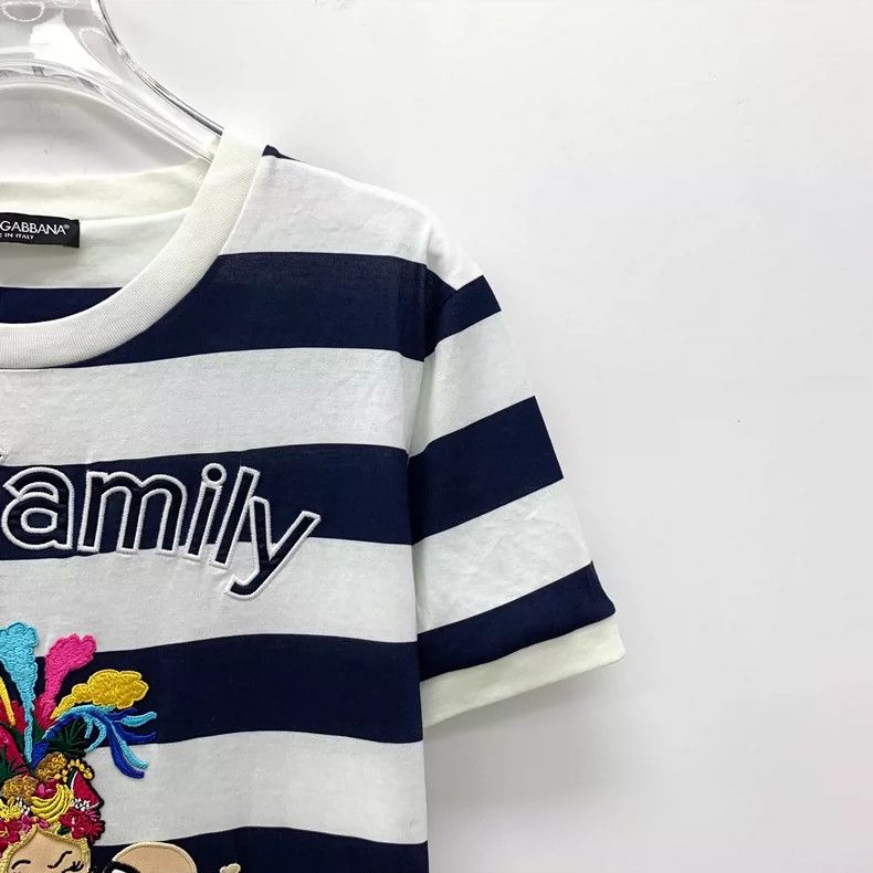Dolce & Gabbana Dolce&Gabbana Striped Cartoon Embroidered T-Shirt Size US M / EU 48-50 / 2 - 3 Thumbnail