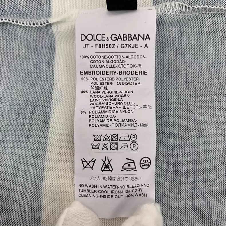 Dolce & Gabbana Dolce&Gabbana Striped Cartoon Embroidered T-Shirt Size US M / EU 48-50 / 2 - 8 Thumbnail