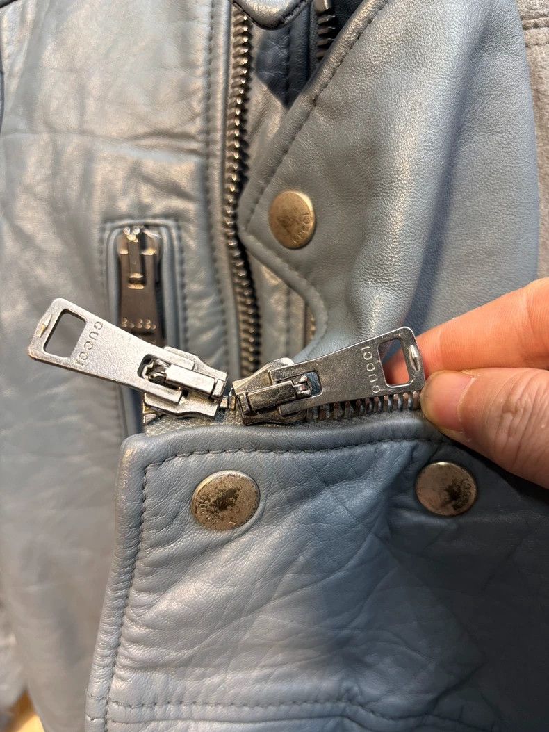 Gucci Gucci Leather Jacket with Rust Stains Size US L / EU 52-54 / 3 - 3 Thumbnail