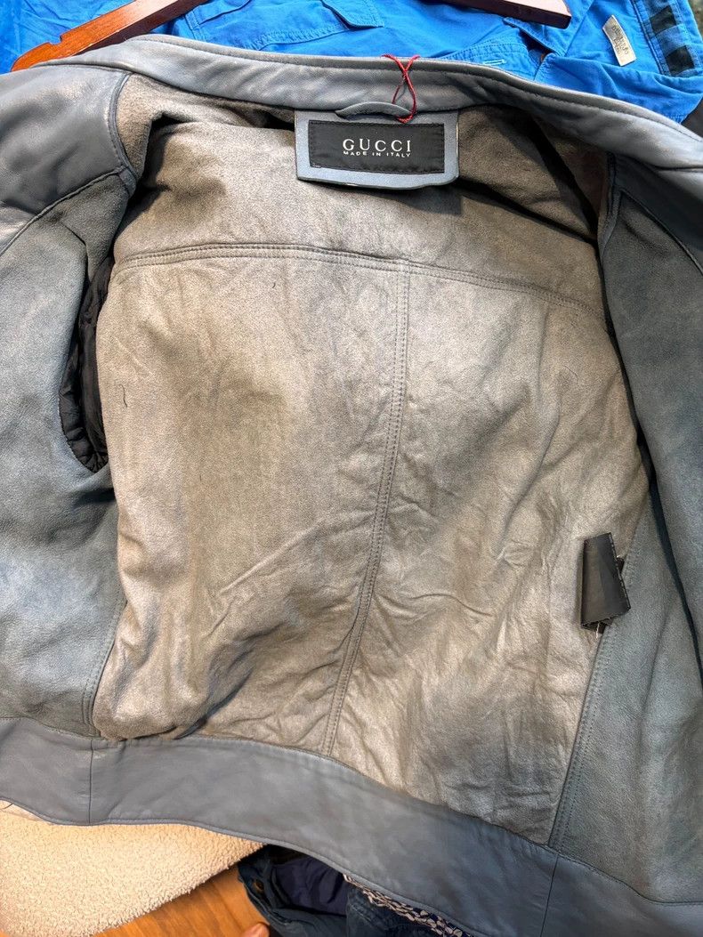 Gucci Gucci Leather Jacket with Rust Stains Size US L / EU 52-54 / 3 - 5 Thumbnail