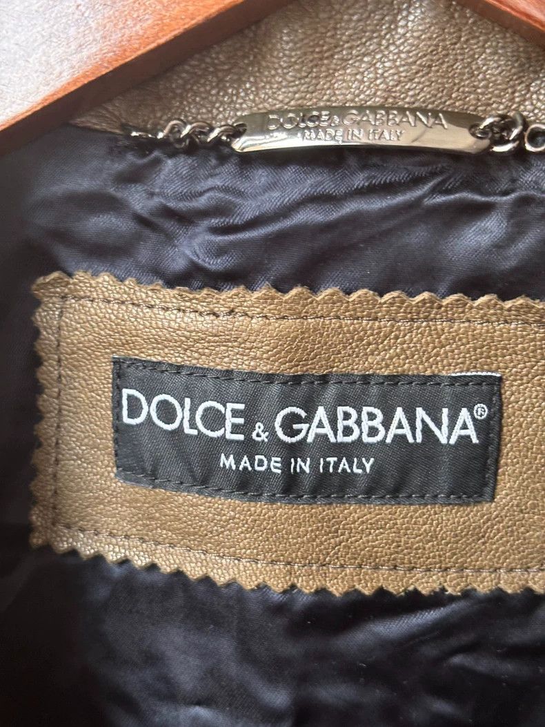 Dolce & Gabbana Dolce Gabbana Leather Jacket in Olive Green Size US M / EU 48-50 / 2 - 5 Thumbnail