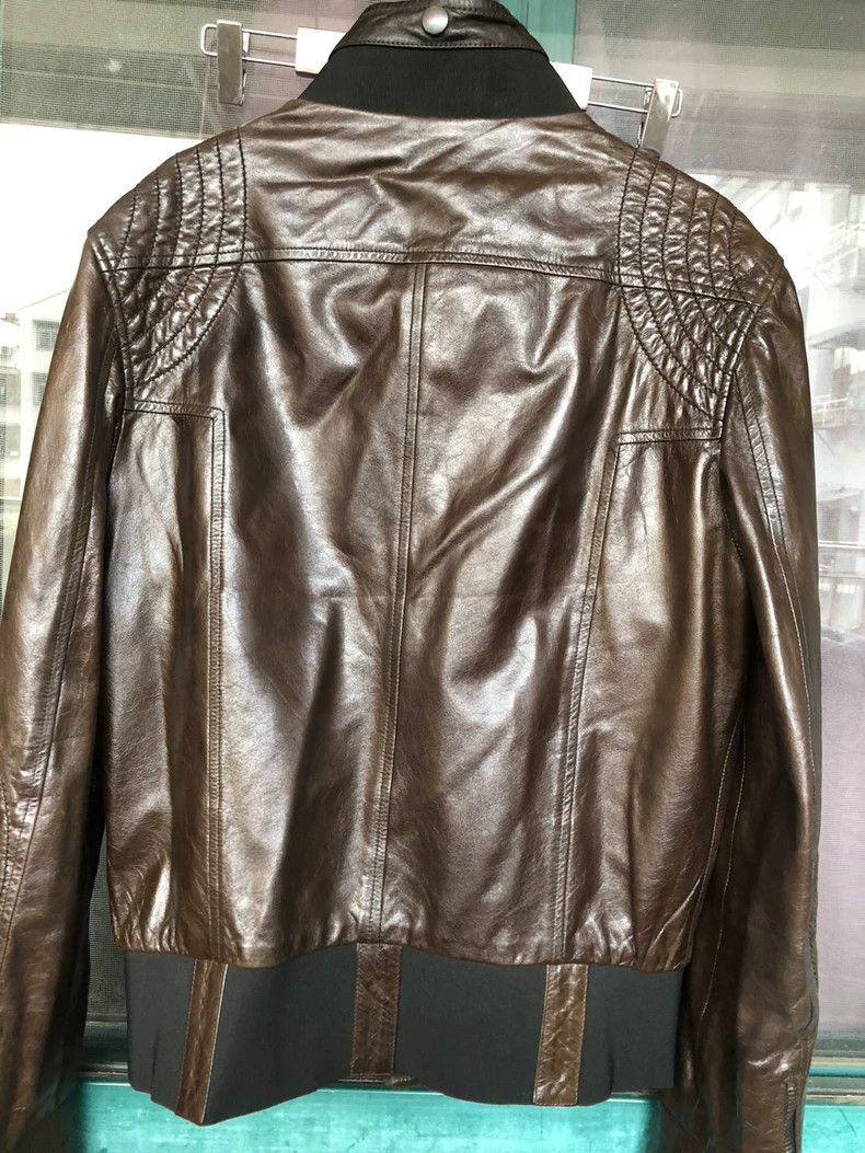 Dolce & Gabbana Brown Leather Jacket with Quilted Details Size US L / EU 52-54 / 3 - 3 Thumbnail