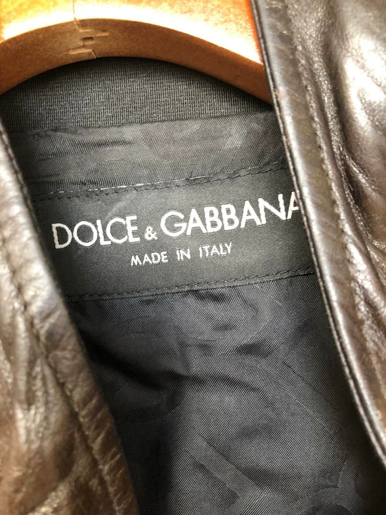 Dolce & Gabbana Brown Leather Jacket with Quilted Details Size US L / EU 52-54 / 3 - 5 Thumbnail