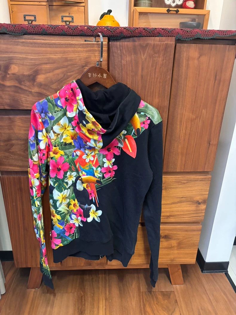 Rick Owens Floral Pattern Zip-up Hoodie with Black Base Size US L / EU 52-54 / 3 - 2 Thumbnail