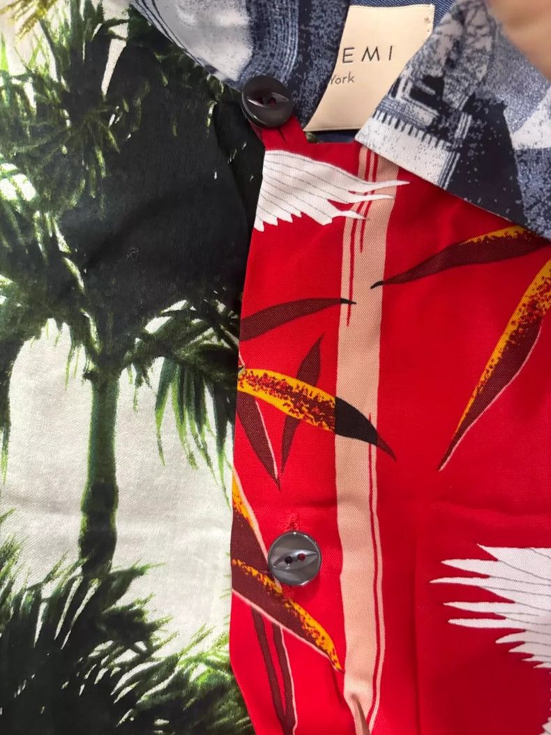 Balenciaga Red Short Sleeve Shirt with Crane Design Size US L / EU 52-54 / 3 - 4 Thumbnail