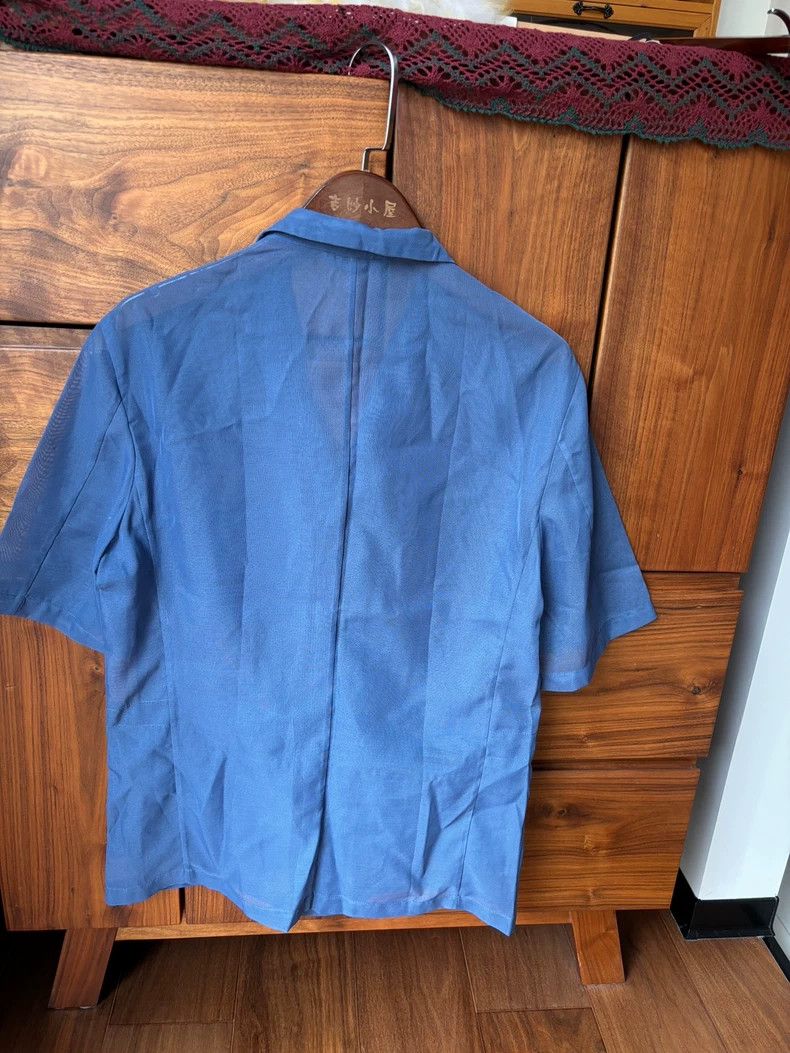 Jil Sander Jil Sander Blue Short Sleeve Shirt Size US L / EU 52-54 / 3 - 2 Thumbnail