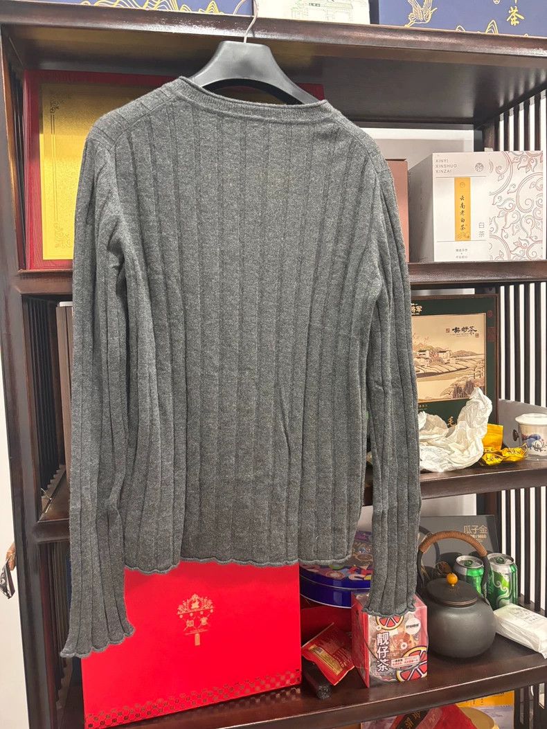 Dolce & Gabbana Gray Ribbed V-Neck Sweater for Men Size US XXL / EU 58 / 5 - 2 Thumbnail