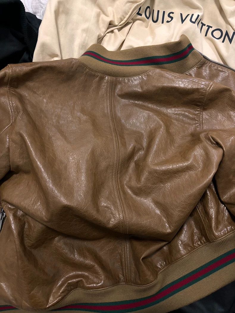 Gucci Gucci Brown Leather Jacket Made in Italy Size US L / EU 52-54 / 3 - 8 Thumbnail