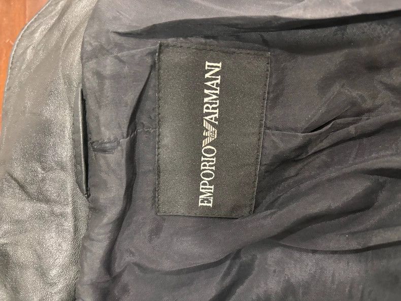 Emporio Armani Giorgio Armani Black Leather Jacket for Men Size US L / EU 52-54 / 3 - 6 Thumbnail