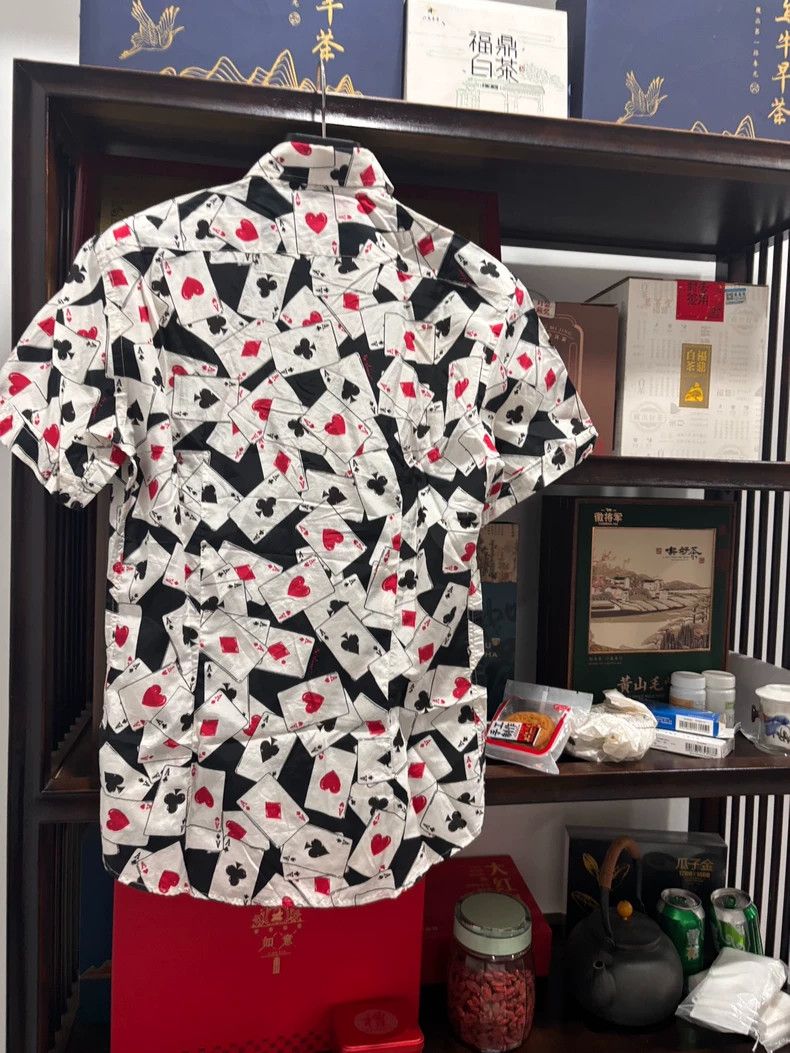 Moschino Moschino Short Sleeve Silk Shirt with Cards Size US M / EU 48-50 / 2 - 2 Thumbnail