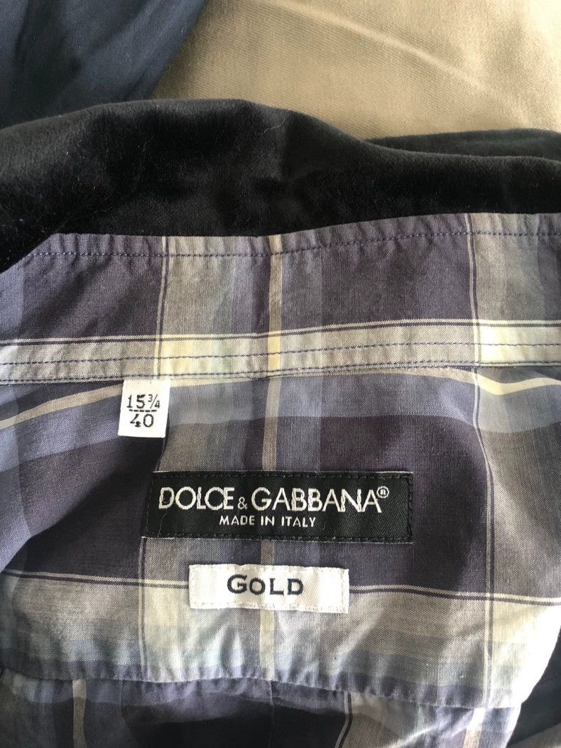 Dolce & Gabbana Velvet Collar Long Sleeve Plaid Shirt Size US L / EU 52-54 / 3 - 3 Thumbnail