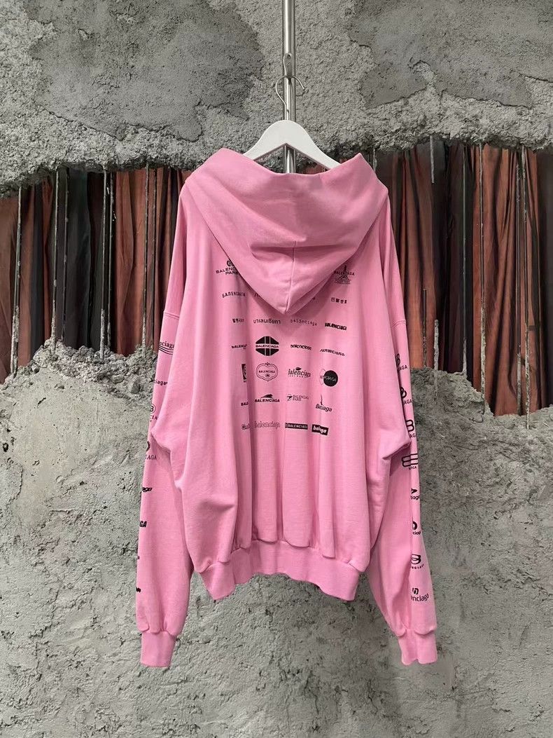 Balenciaga Balenciaga Pink Logo Hoodie with Minor Stains Size US M / EU 48-50 / 2 - 2 Thumbnail