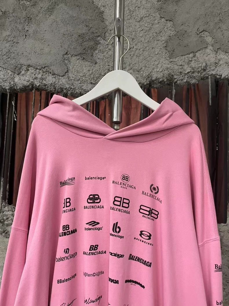 Balenciaga Balenciaga Pink Logo Hoodie with Minor Stains Size US M / EU 48-50 / 2 - 3 Thumbnail