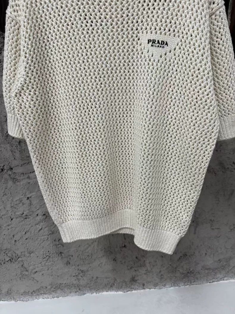 Prada Prada Short Sleeve Knit Top with Holes Size US M / EU 48-50 / 2 - 4 Thumbnail