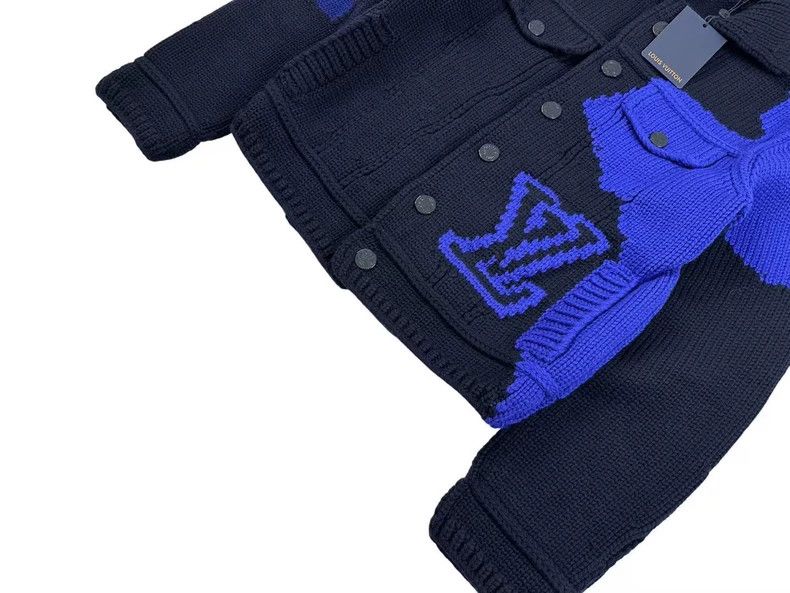 Louis Vuitton Louis Vuitton Black Blue Knit Sweater Jacket Size US L / EU 52-54 / 3 - 3 Thumbnail