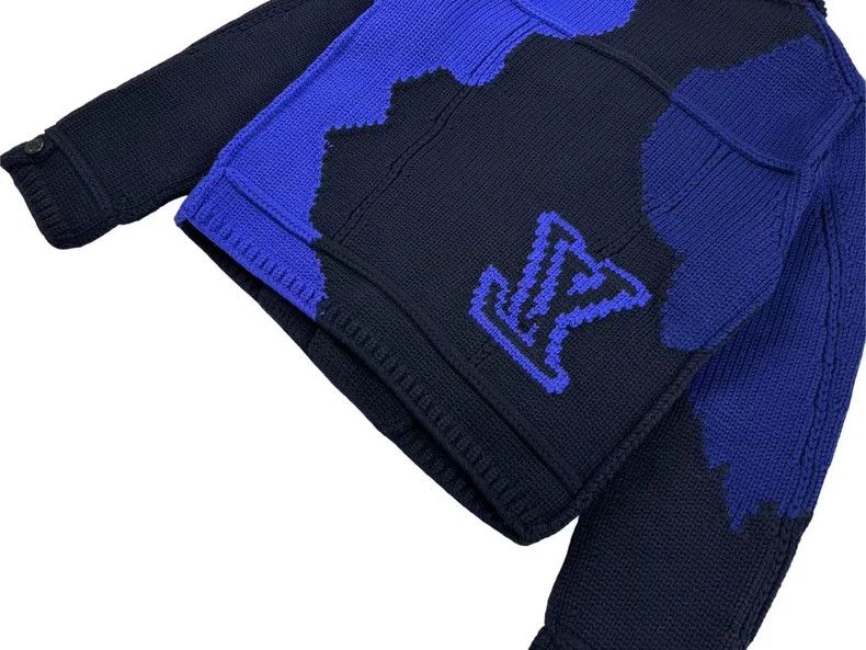 Louis Vuitton Louis Vuitton Black Blue Knit Sweater Jacket Size US L / EU 52-54 / 3 - 6 Thumbnail
