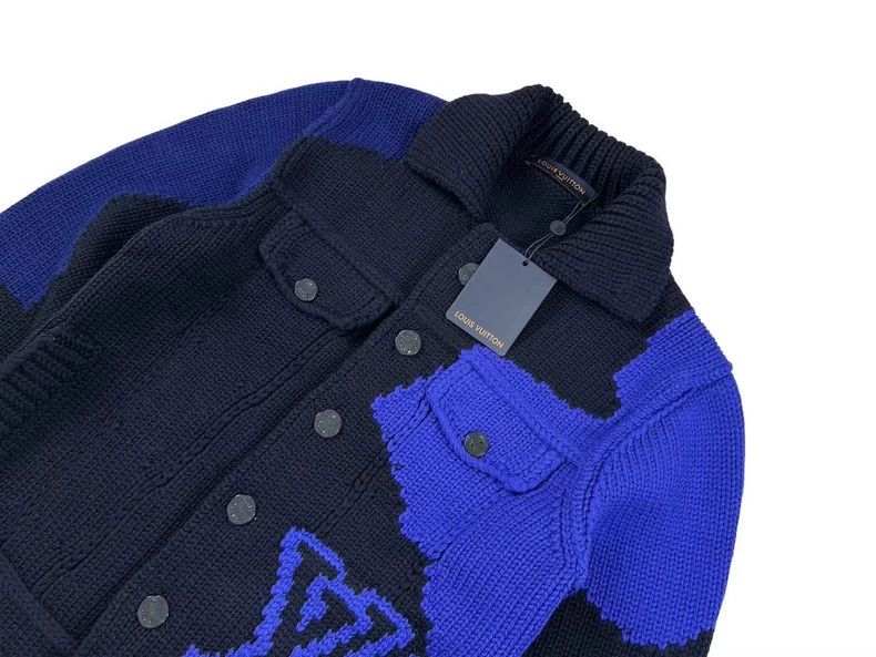 Louis Vuitton Louis Vuitton Black Blue Knit Sweater Jacket Size US L / EU 52-54 / 3 - 2 Thumbnail