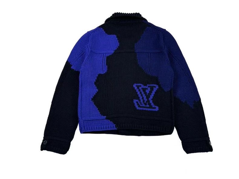 Louis Vuitton Louis Vuitton Black Blue Knit Sweater Jacket Size US L / EU 52-54 / 3 - 4 Thumbnail