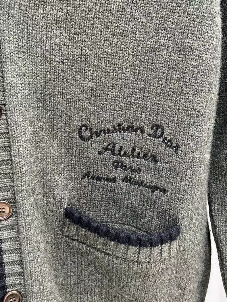 Dior Dior Olive Green Wool Cardigan with Logo Size US M / EU 48-50 / 2 - 3 Thumbnail