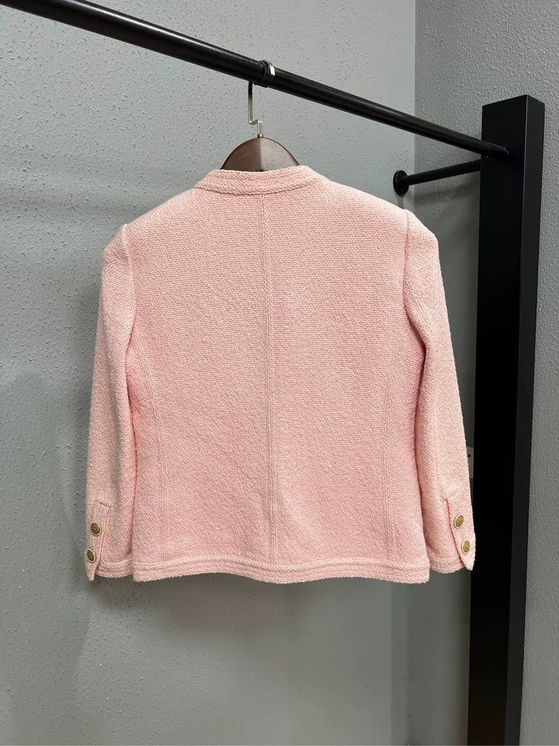 Chanel Chanel Pink Textured Knit Jacket Size US S / EU 44-46 / 1 - 2 Thumbnail