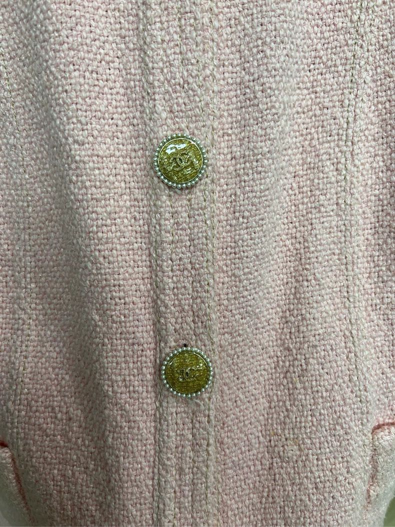 Chanel Chanel Pink Textured Knit Jacket Size US S / EU 44-46 / 1 - 3 Thumbnail