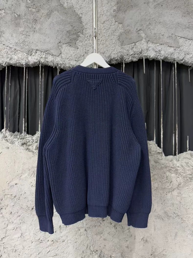 Prada Prada Navy Blue Wool Cardigan with Triangle Logo Size US S / EU 44-46 / 1 - 2 Thumbnail