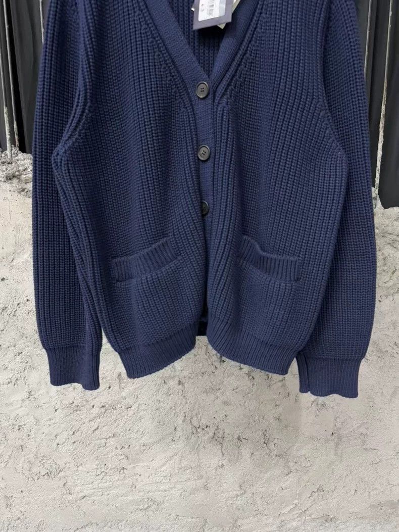 Prada Prada Navy Blue Wool Cardigan with Triangle Logo Size US S / EU 44-46 / 1 - 4 Thumbnail