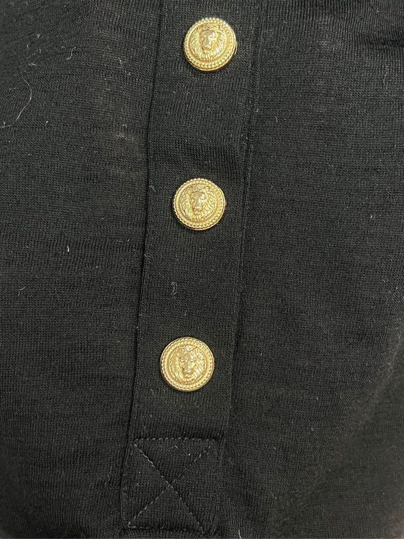 Balmain Balmain Black Knit Shirt Dress with Gold Buttons Size US XS / EU 42 / 0 - 3 Thumbnail