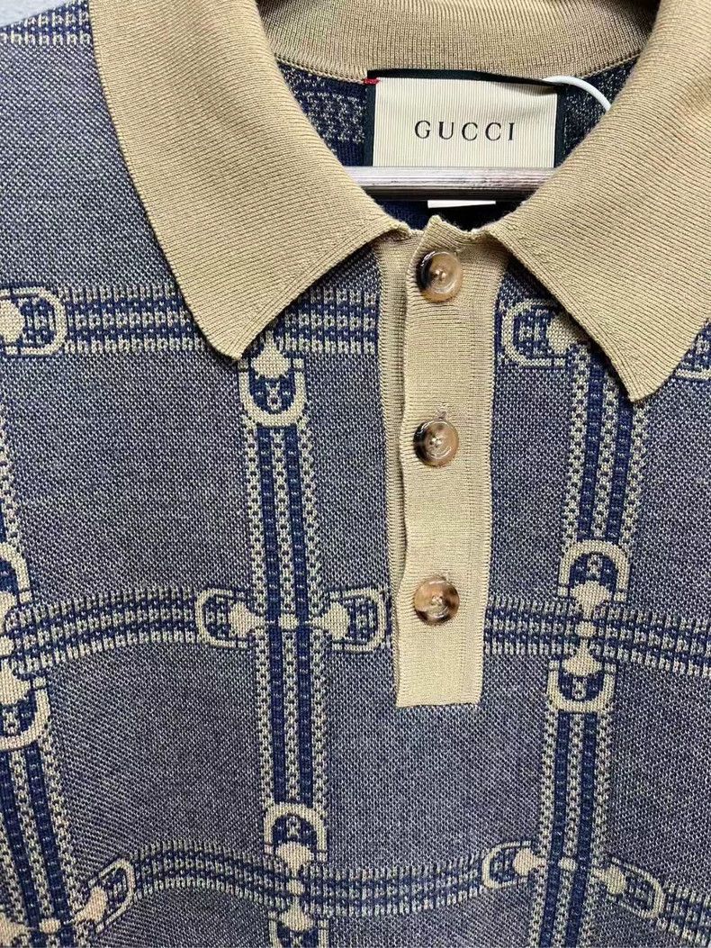 Gucci Gucci Grey Brown Short Sleeve Polo Shirt Size US M / EU 48-50 / 2 - 3 Thumbnail