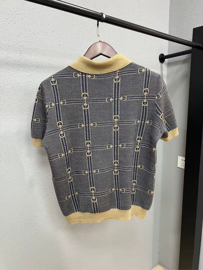 Gucci Gucci Grey Brown Short Sleeve Polo Shirt Size US M / EU 48-50 / 2 - 2 Thumbnail