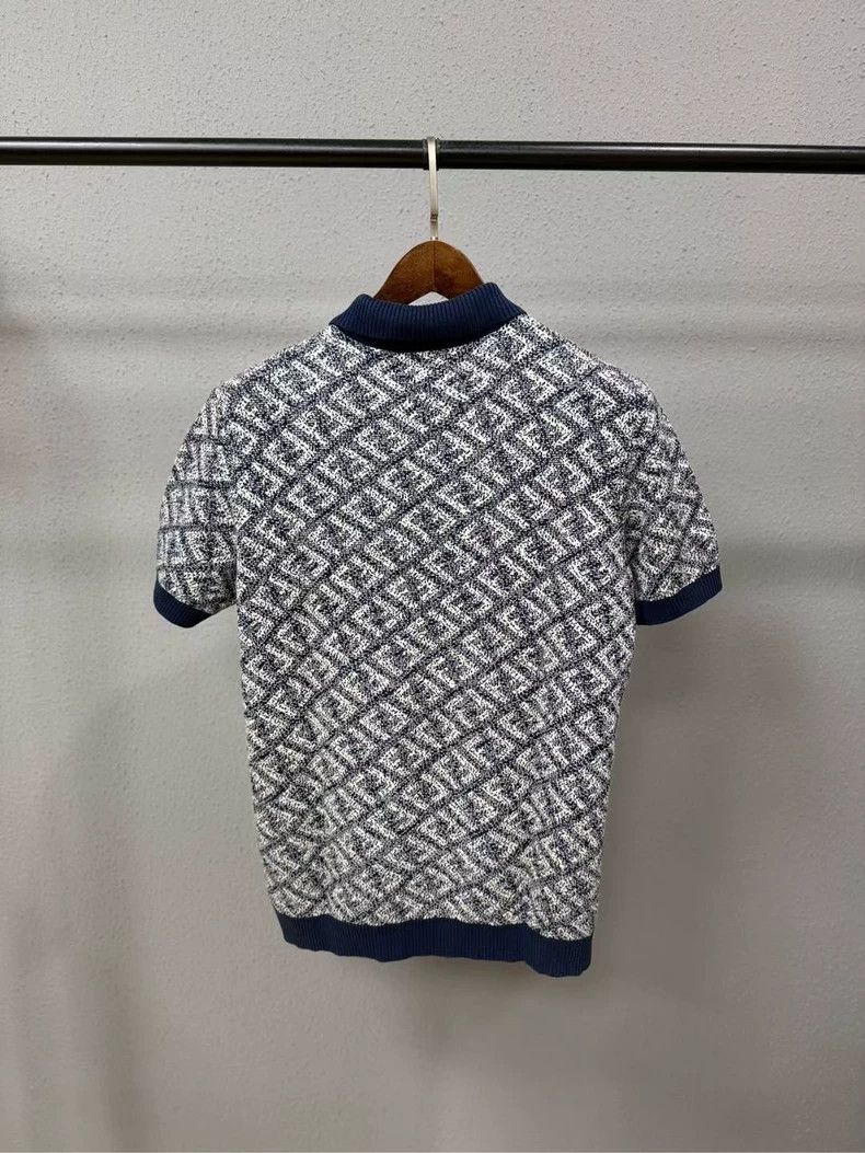 Fendi Fendi Blue and White Mosaic Print Polo Size US L / EU 52-54 / 3 - 2 Thumbnail