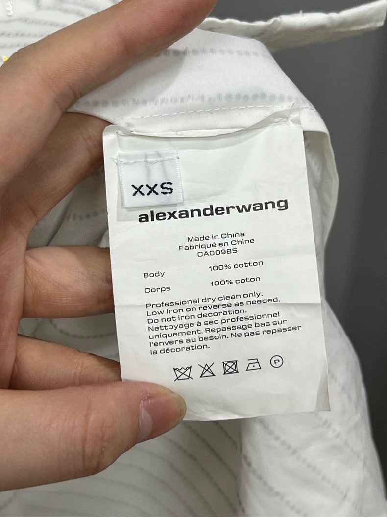 Alexander Wang Alexander Wang White Striped Shine Shirt Size US XXS / EU 40 - 4 Thumbnail
