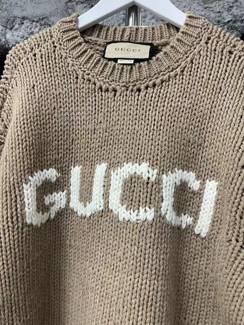 Gucci Gucci Logo Knit Sweater in Light Brown Size US XL / EU 56 / 4 - 5 Thumbnail