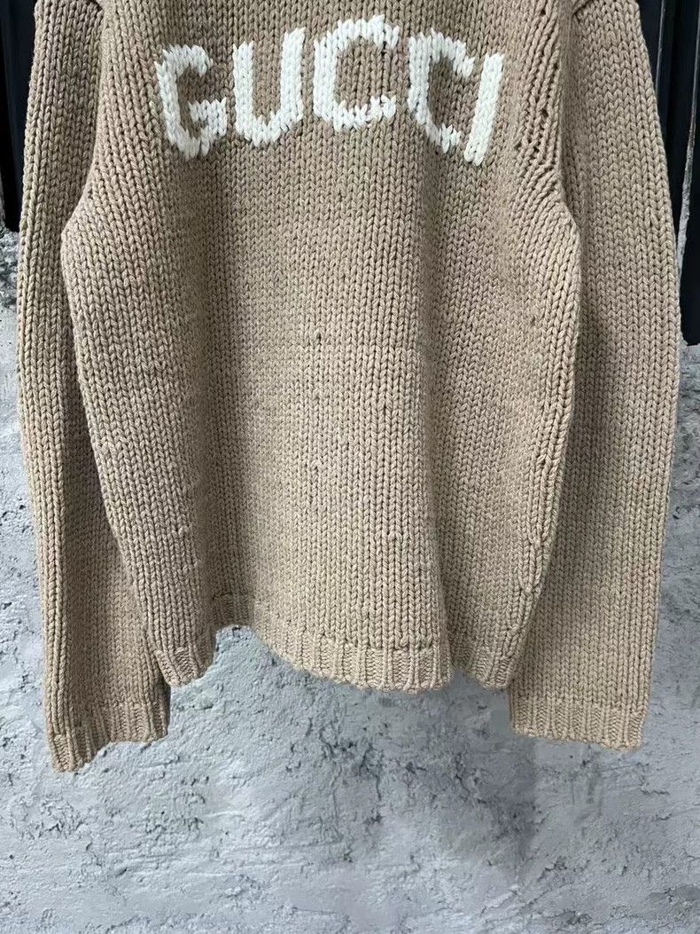Gucci Gucci Logo Knit Sweater in Light Brown Size US XL / EU 56 / 4 - 4 Thumbnail
