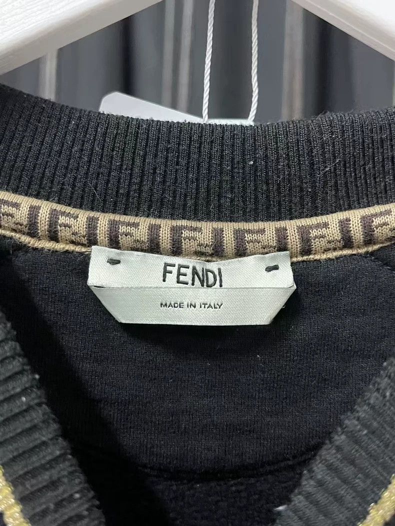 Fendi Fendi Black Gold Logo Sweatshirt with Ribbon Size US XS / EU 42 / 0 - 5 Thumbnail