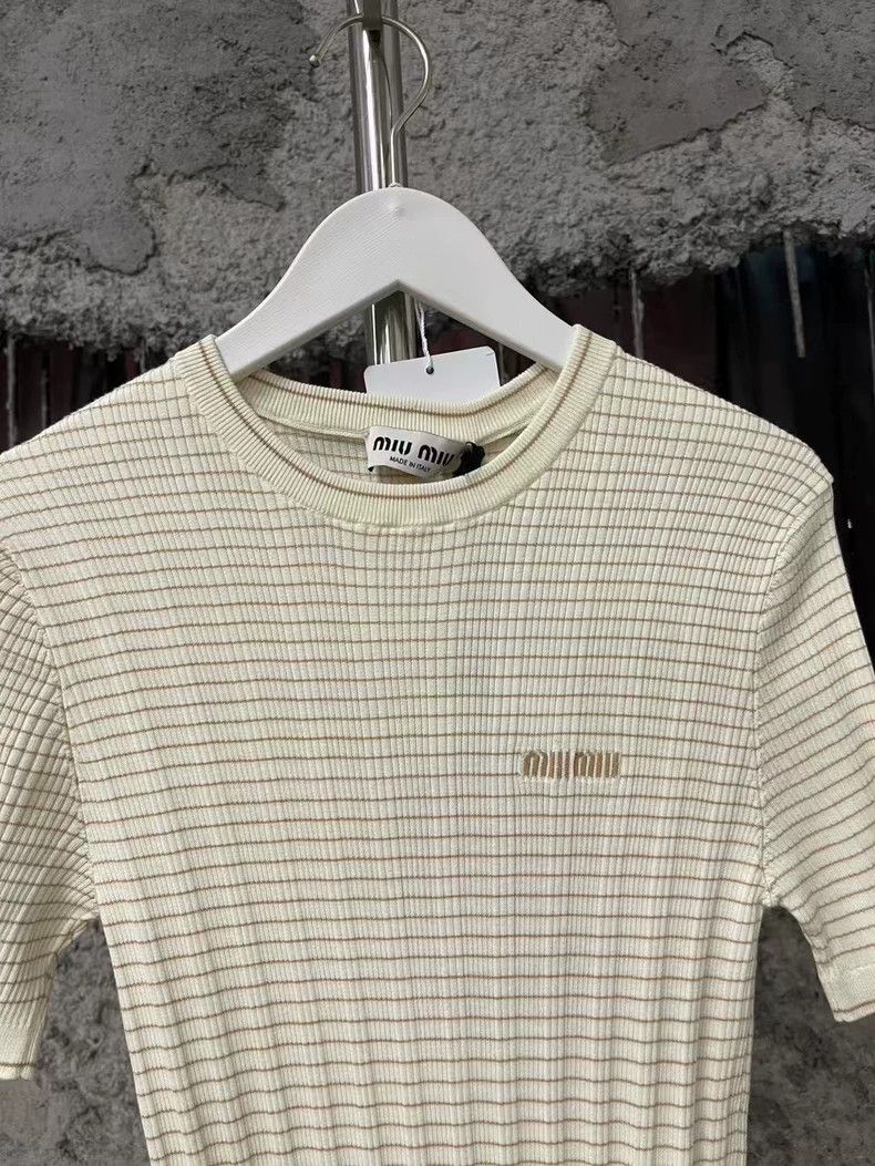 Prada Miu Miu New Logo Knit Dress Stripes Size US 40 / EU 56 - 3 Thumbnail