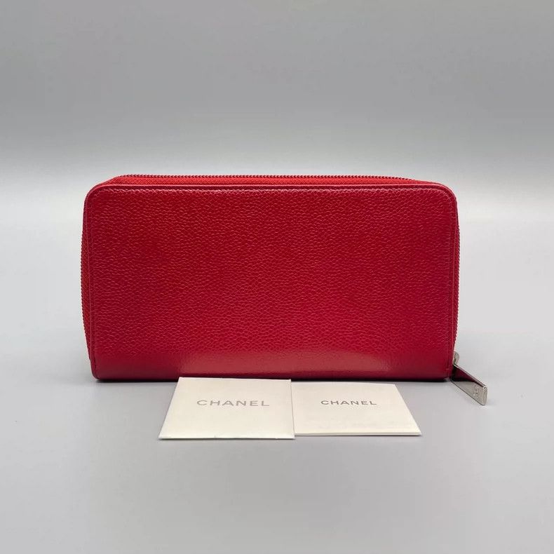 Chanel Chanel Long Wallet in Red Grain Leather Size ONE SIZE - 2 Thumbnail