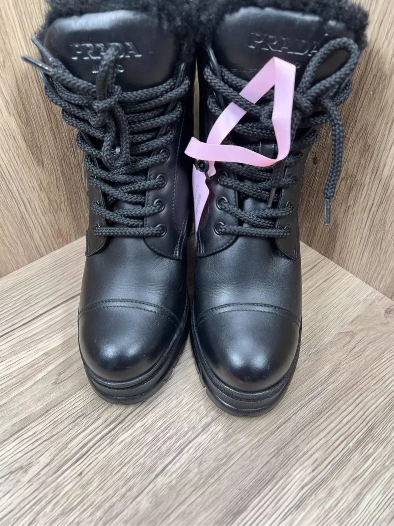 Prada Prada Black Plush Martin Boots Size 35 Size US 5 / EU 37 - 3 Thumbnail