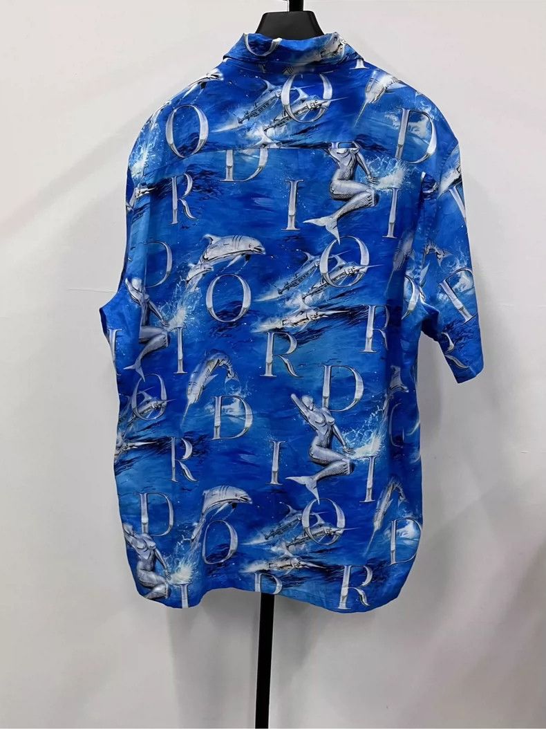 Dior Dior Short Sleeve Shirt with Dolphin Print Size US M / EU 48-50 / 2 - 2 Thumbnail