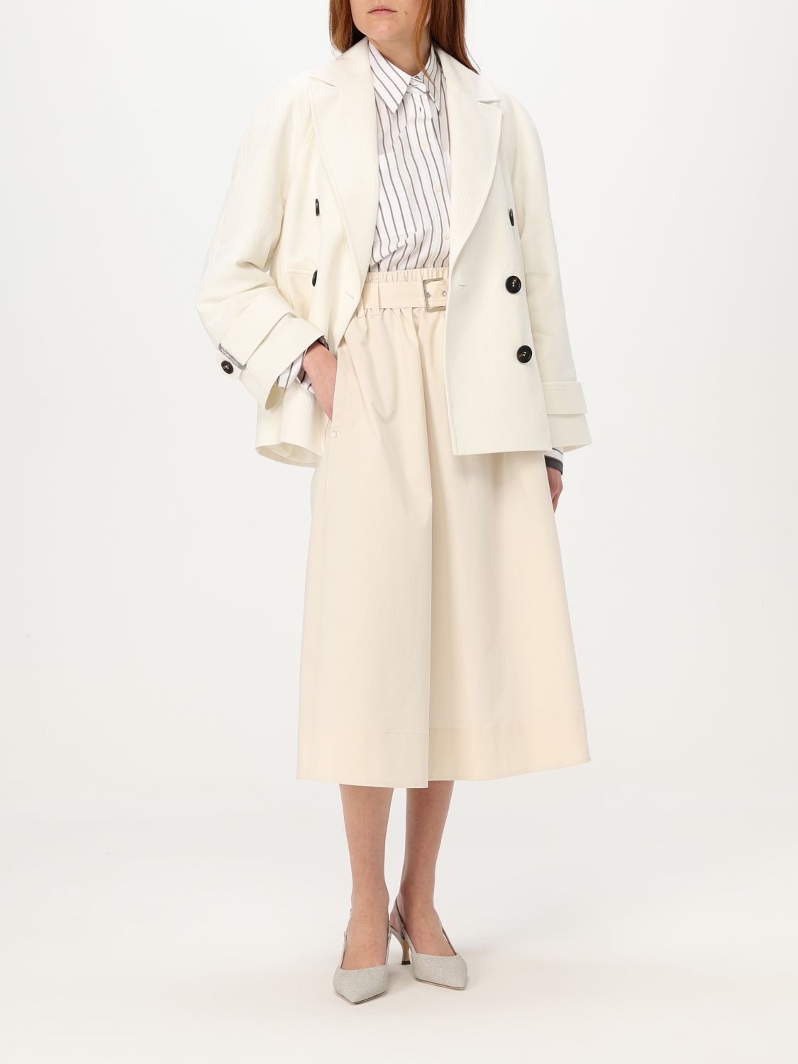 Brunello Cucinelli Brunello Cucinelli Blazer Woman Cream Size XS / US 0-2 / IT 36-38 - 2 Thumbnail