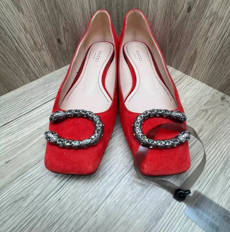 Gucci Gucci Red Crystal Flat Shoes Size 37.5 Size US 7.5 / EU 40-41 - 3 Thumbnail